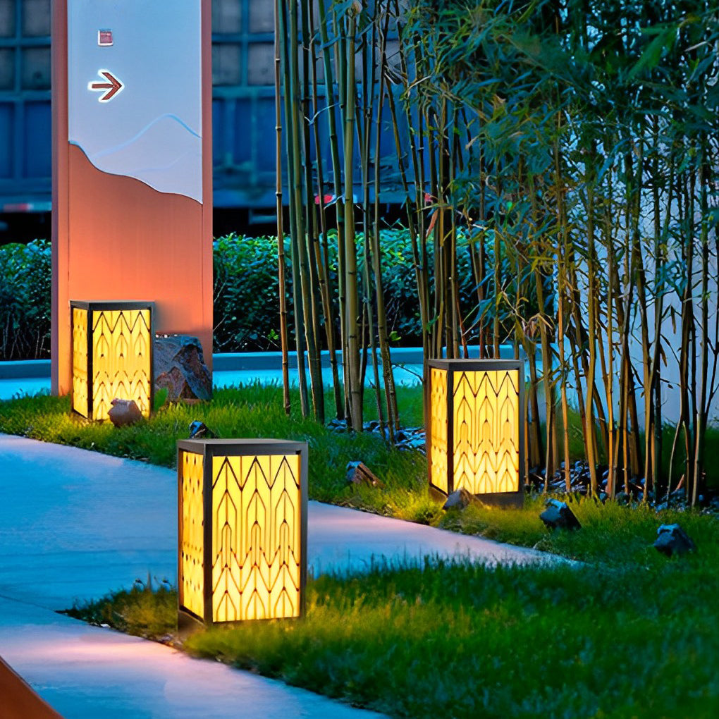 Vintage Waterproof LED Lawn Light Patterned Lampshade, Outdoor Landscape Bollard Lights