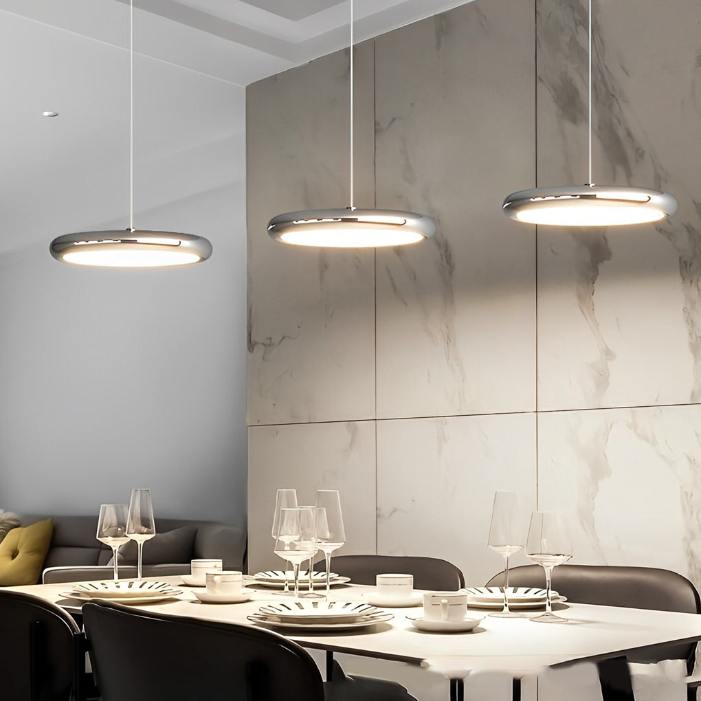 Minimalist Round Mirrored Aluminum Acrylic LED Modern Chandelier Light - Dazuma