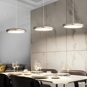 Minimalist Round Mirrored Aluminum Acrylic LED Modern Chandelier Light - Dazuma