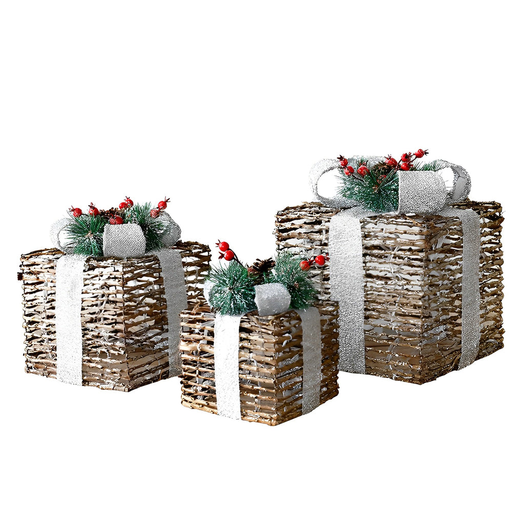 3 Pc Set Creative Christmas Decor Gift Box Scene Layout Decorations