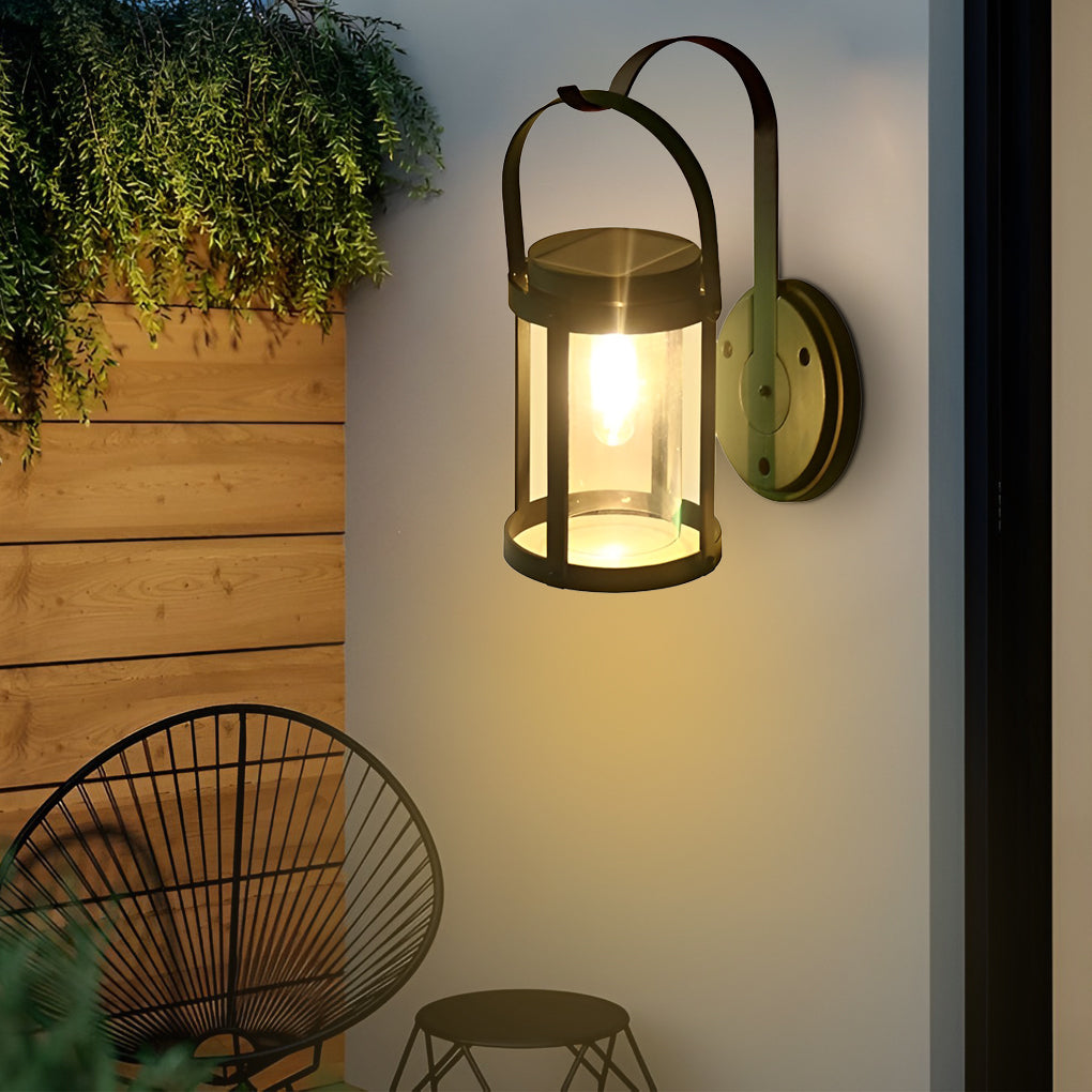 Portable Lantern Shaped LED Waterproof Modern Solar Plug in Wall Sconce Lighting