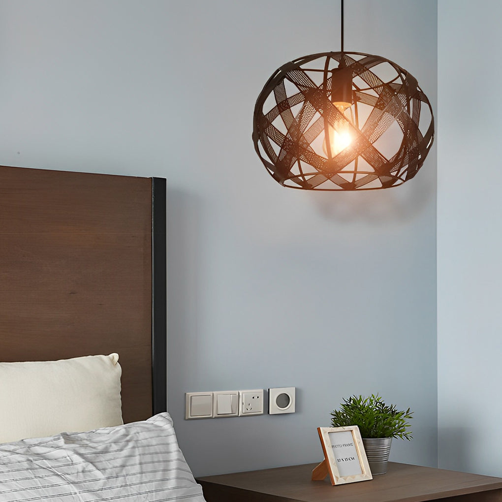 Retro Geometric Iron Mesh Black Industrial Style Chandelier Pendant Lamp - Dazuma