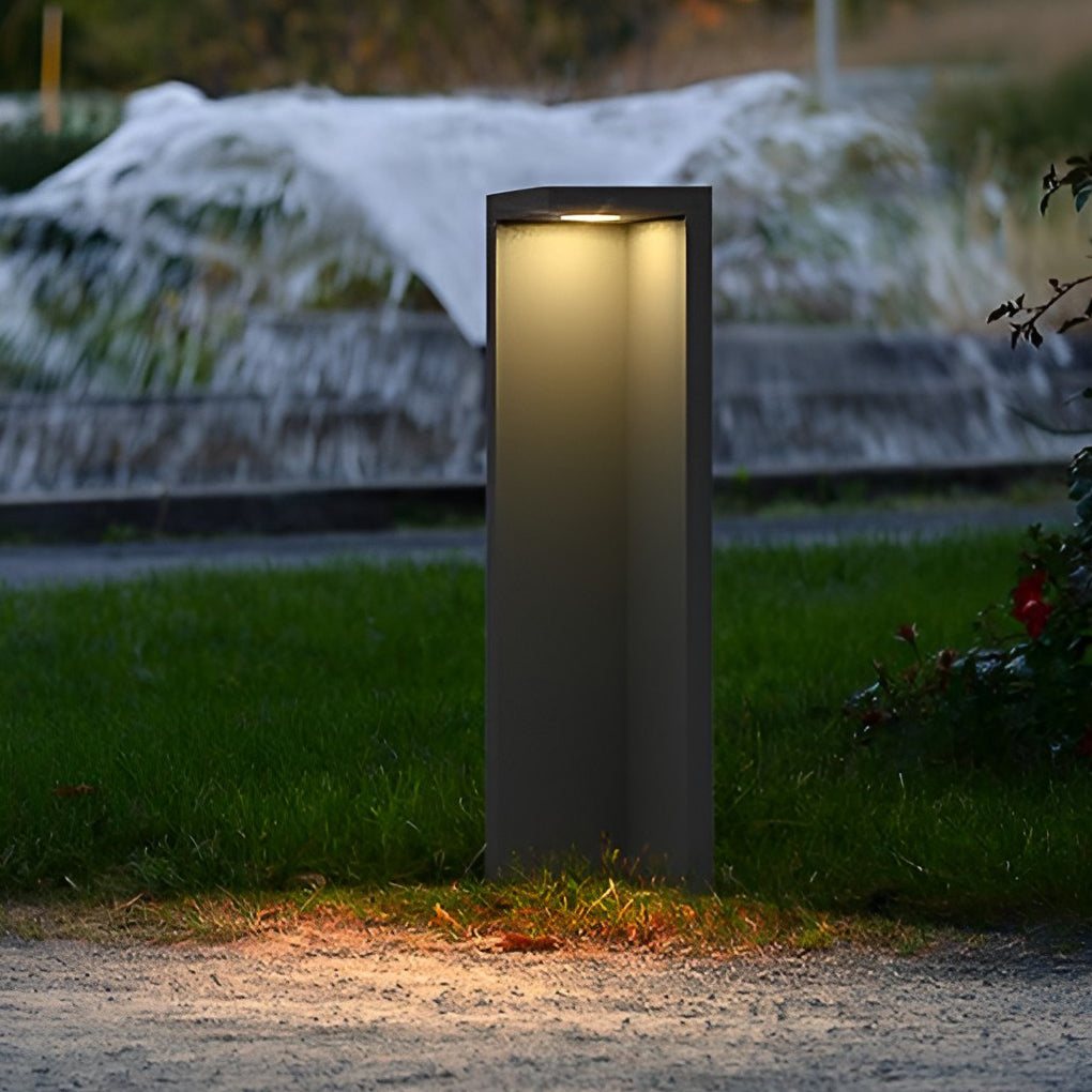 Half-Cut Rectangular Fixture Modern Outdoor Path Light in Gray, LED 4 ...