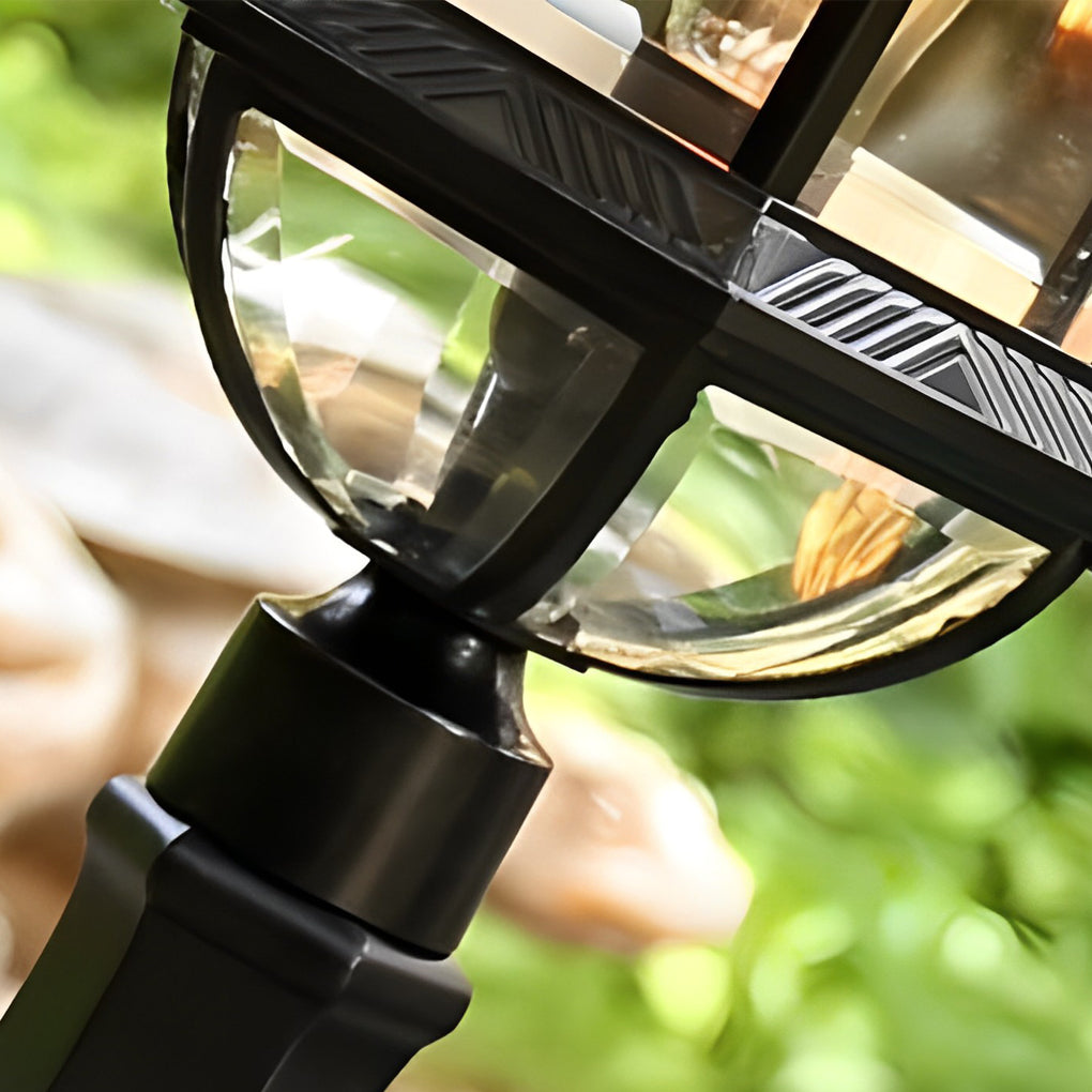 Elegant Black Retro Outdoor Post Lights Waterproof Metal and Glass Fence Lighting