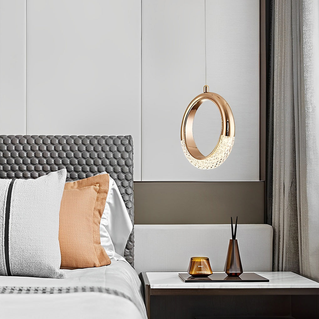 Ring Shaped LED Electroplated Metal Modern Pendant Light Hanging Lamp