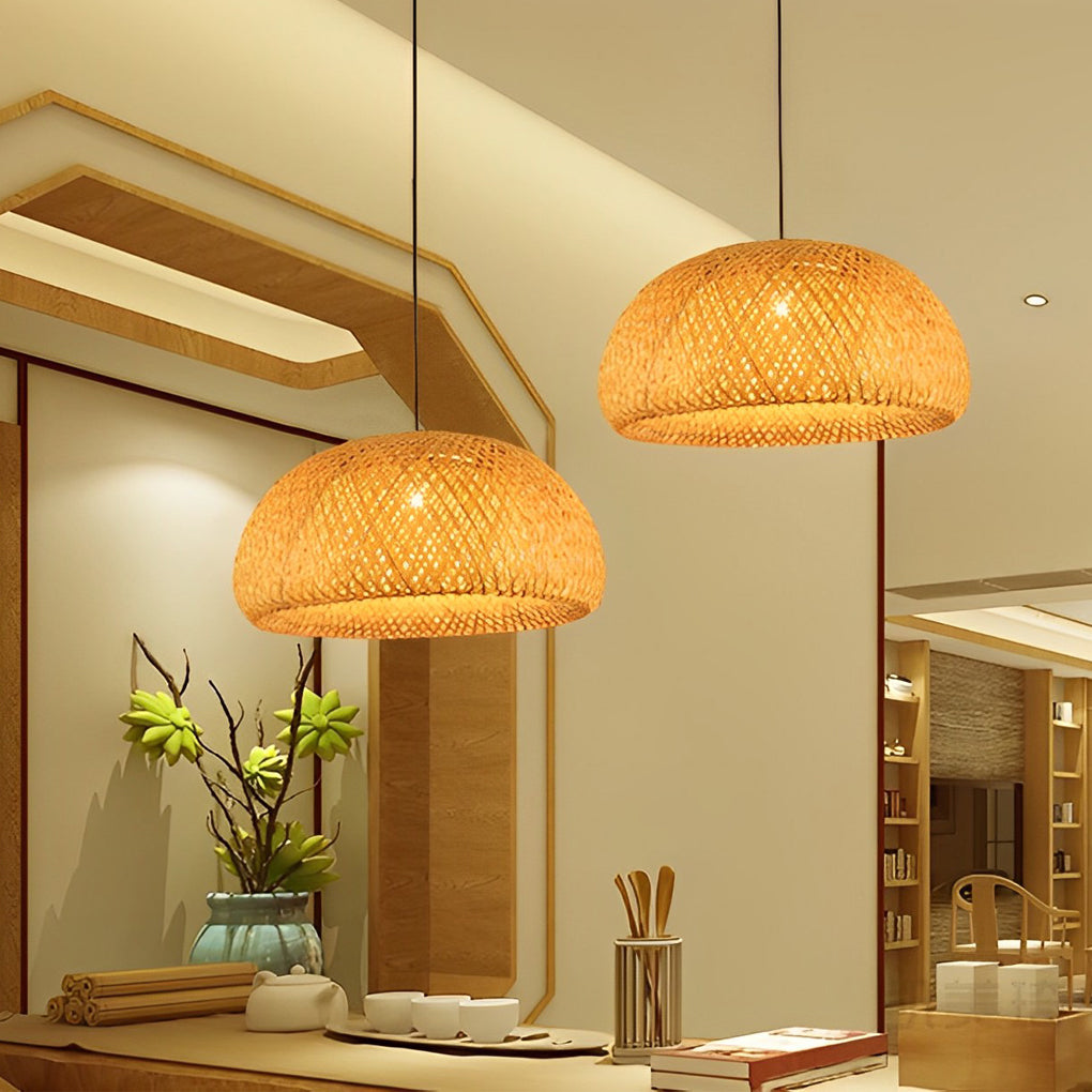 Creative Hand-woven Bamboo Lantern Three Step Dimming LED Chandelier - Dazuma