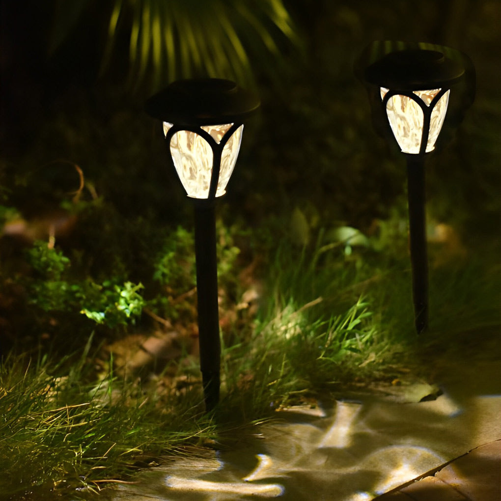 2PCS Waterproof Glass Lampshade LED Intelligent Black Solar Lawn Lamp - Dazuma