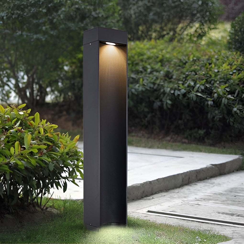 Modern 5W LED Black Outdoor Lawn Light with Open Front & Energy-Efficient