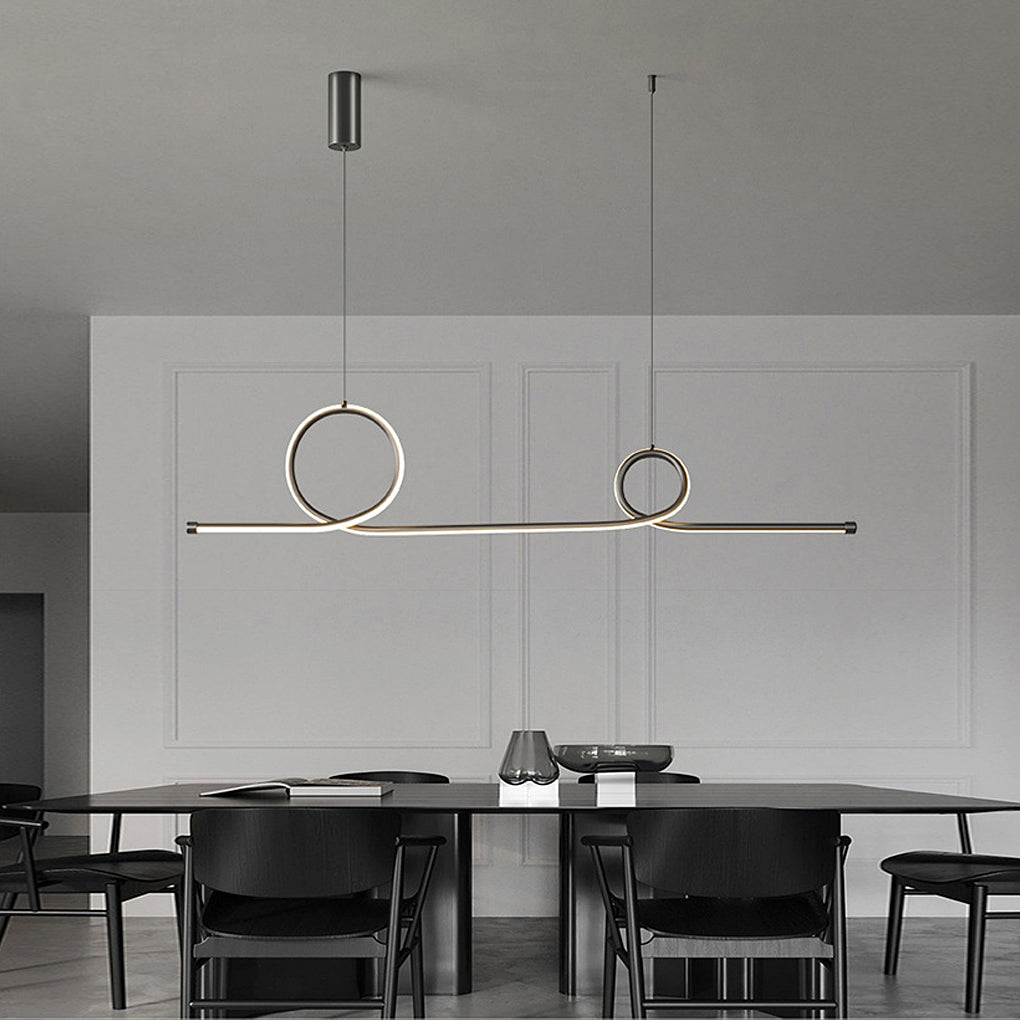 Minimalist Waves Circular Stepless Dimming LED Intelligent Chandeliers