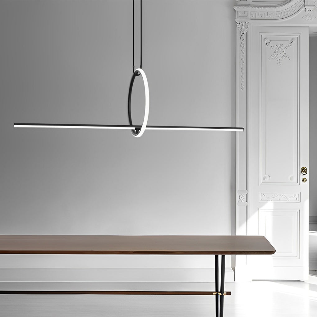 Long Linear Ring Three Step Dimming Modern Minimalist LED Chandeliers