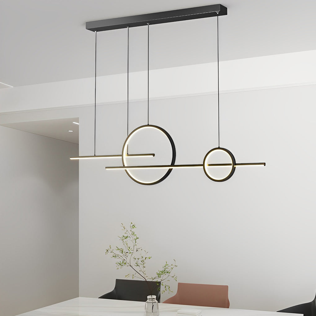 Long Strip Circles Three Step Dimming Stepless Dimmable LED Chandelier