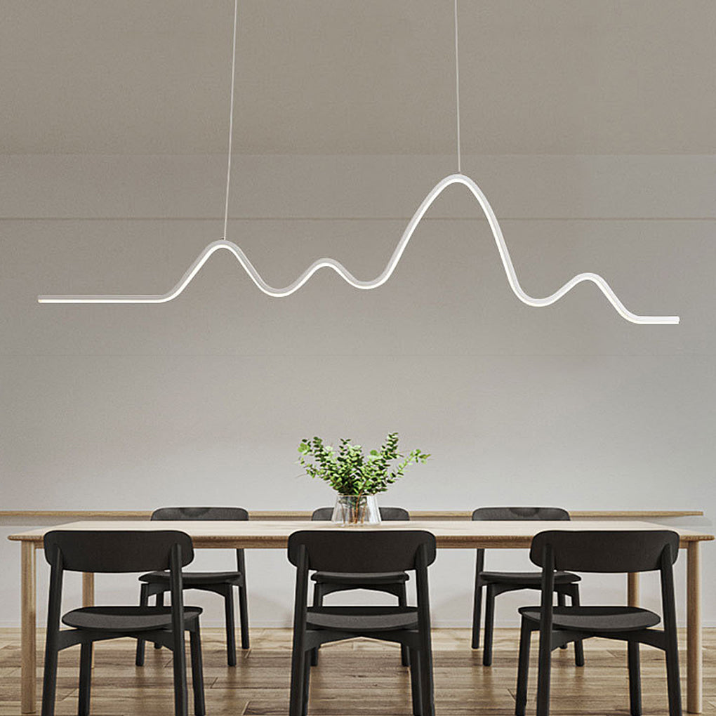 Minimalist Wave Line Strip Three Step Dimming LED Nordic Chandelier Light