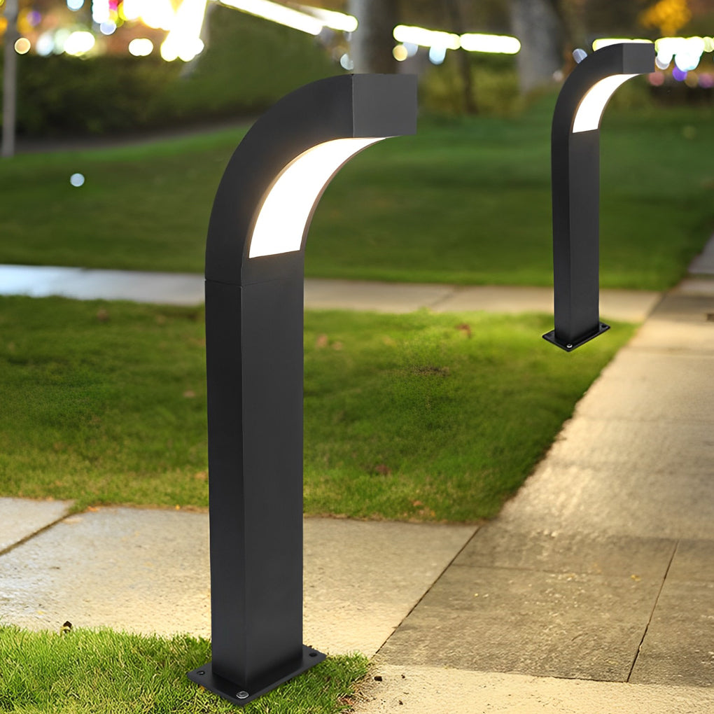 Curved LED Landscape Lighting Minimalist Black Outdoor Path Lighting