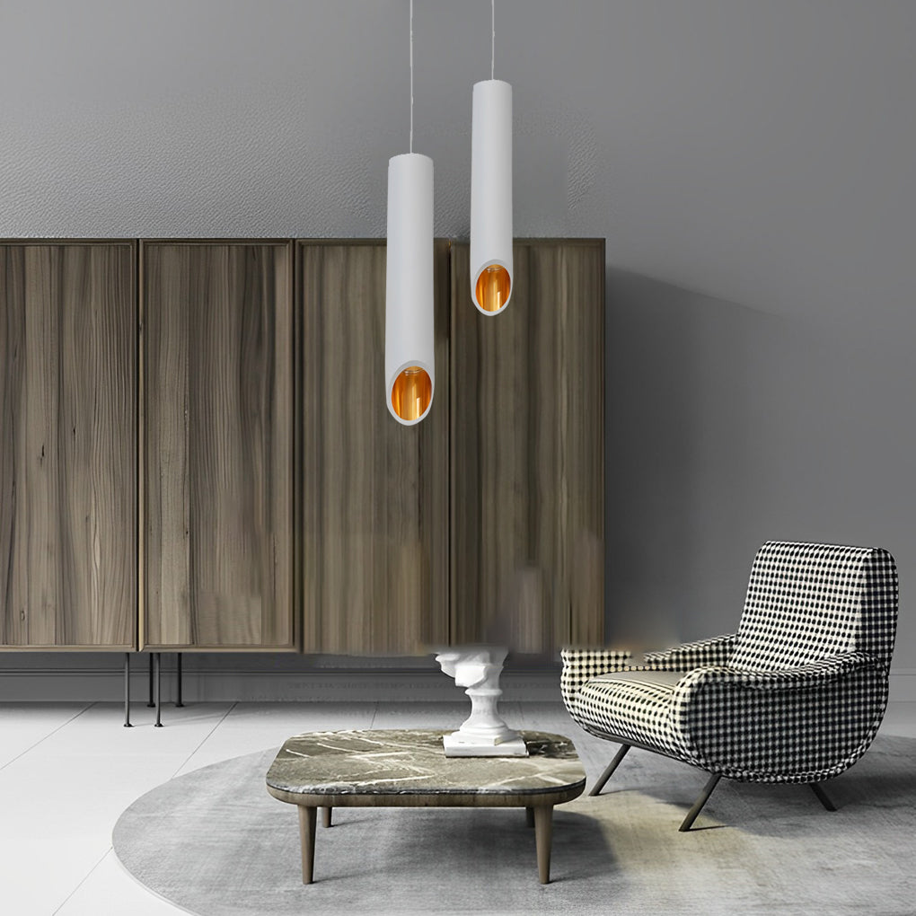 Long Cylindrical Oblique LED Minimalist Nordic Chandelier Pendant Lights - Dazuma