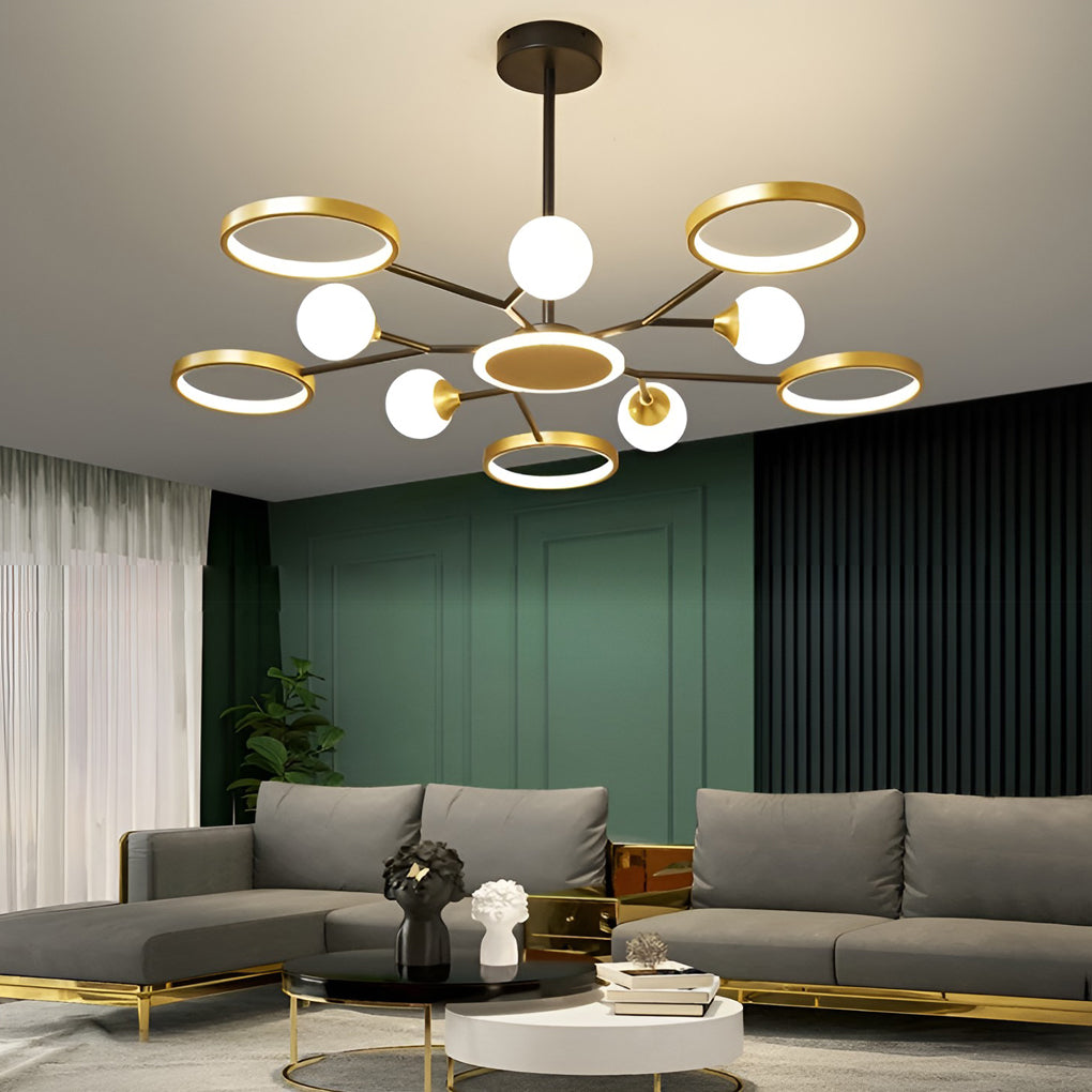 6 Lights Circles LED Modern Ceiling Lights Chandelier Hanging Lamp