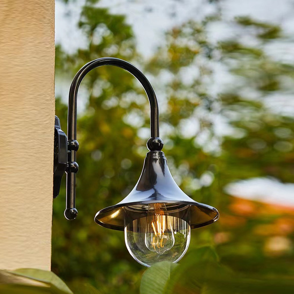 Creative Trumpet Shaped Waterproof LED Black Vintage Outdoor Wall Lamp