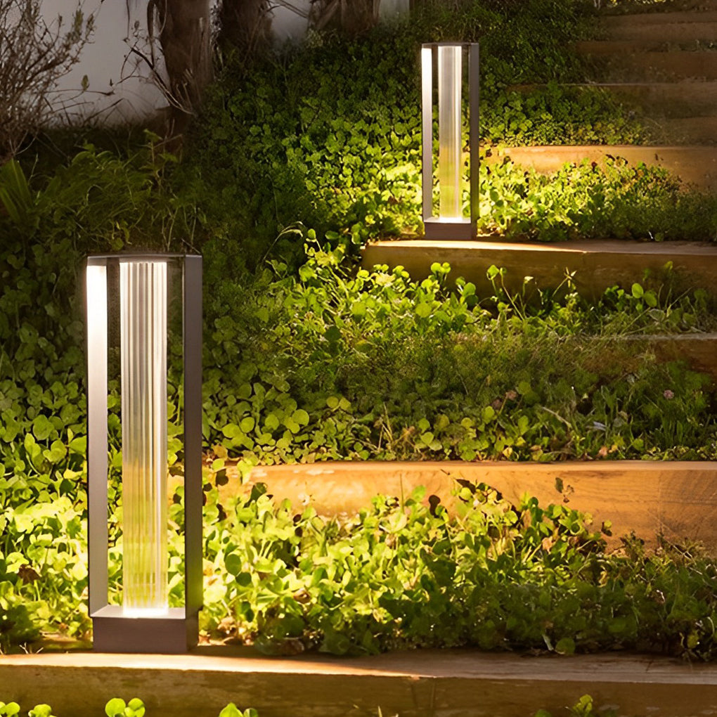 Creative Waterproof LED Black Modern Outdoor Solar Lawn Light Path Lights