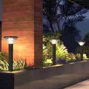 Round Light Control Induction Black Modern Outdoor Solar Pathway Lights - Dazuma