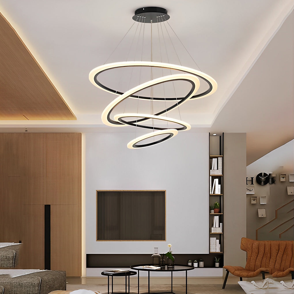 4-ring Geometric LED Modern Chandelier Pendant Light Hanging Lamp Island Lights