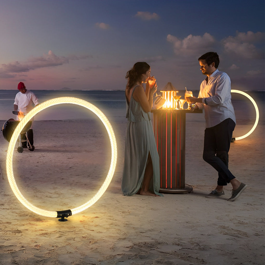 Sleek Ring LED Lawn Lamp Modern Waterproof Landscape Lighting