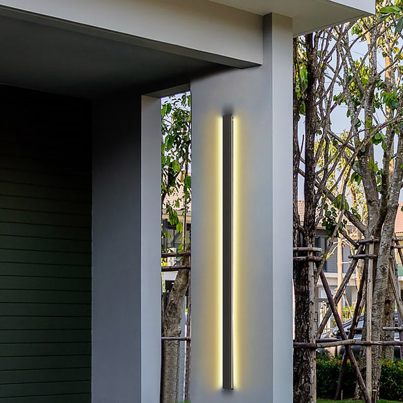 Black Long Strip LED Waterproof Modern Outdoor Wall Lights Porch Lights