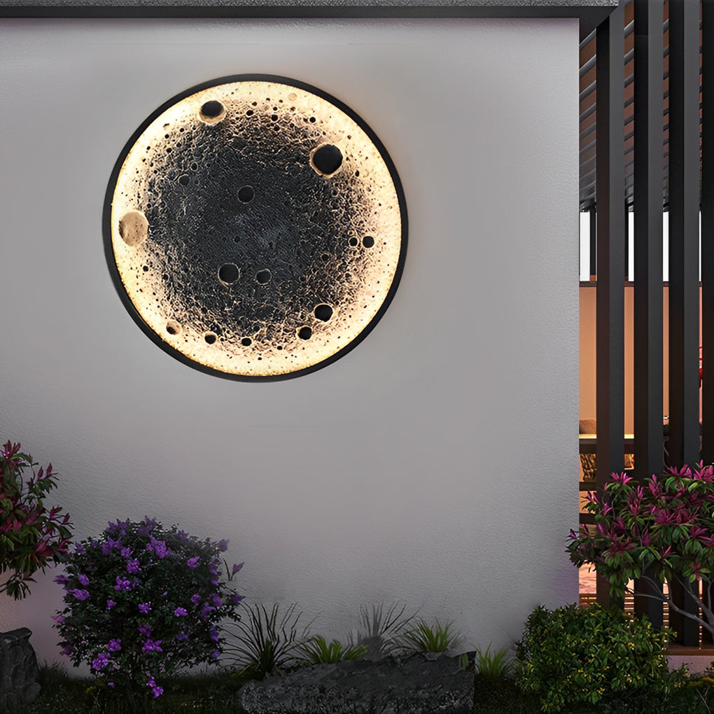 Round Moon Waterproof LED Modern Outdoor Wall Lights Fixture Wall Lamp - Dazuma