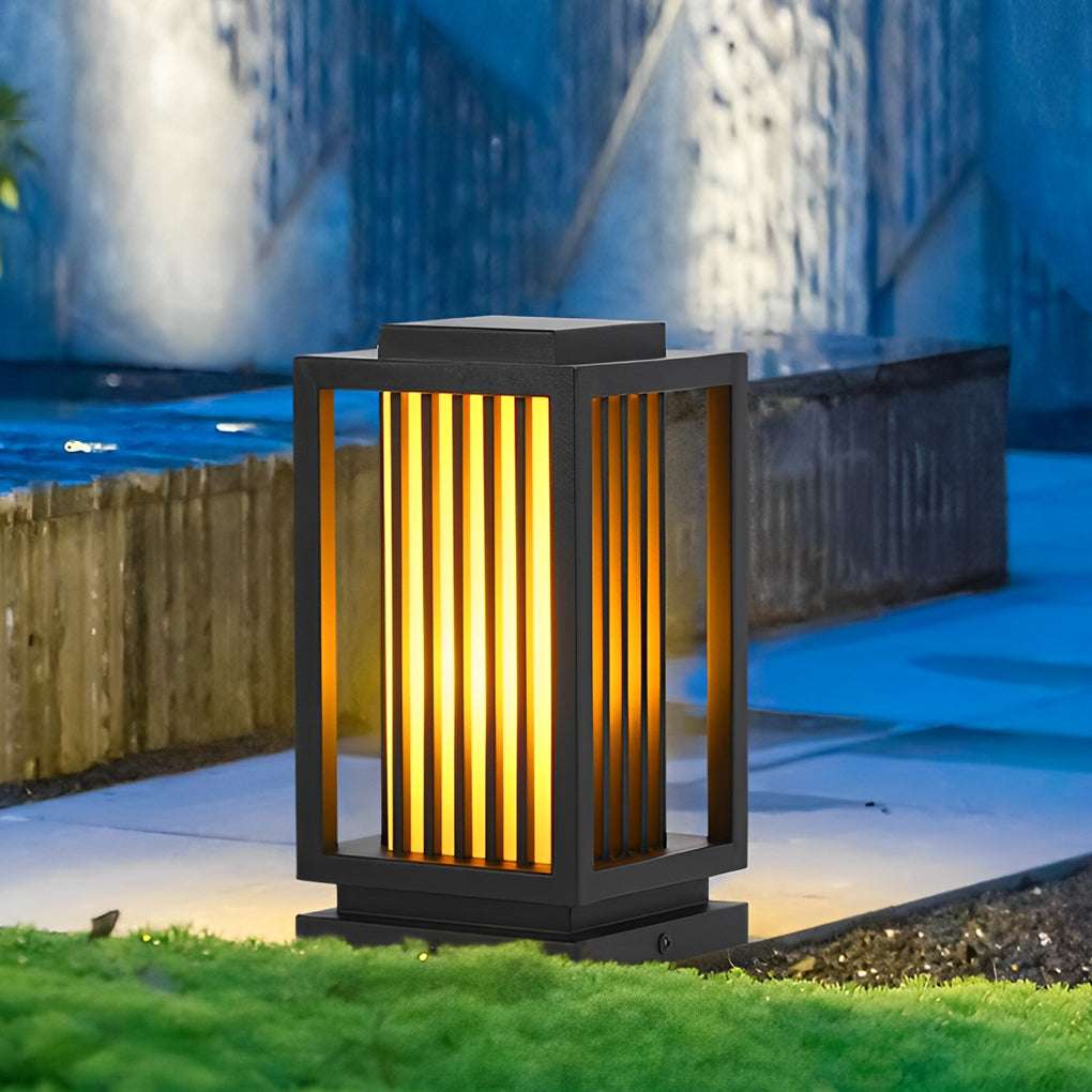 Modern Black LED Cage Pathway Lawn Lights