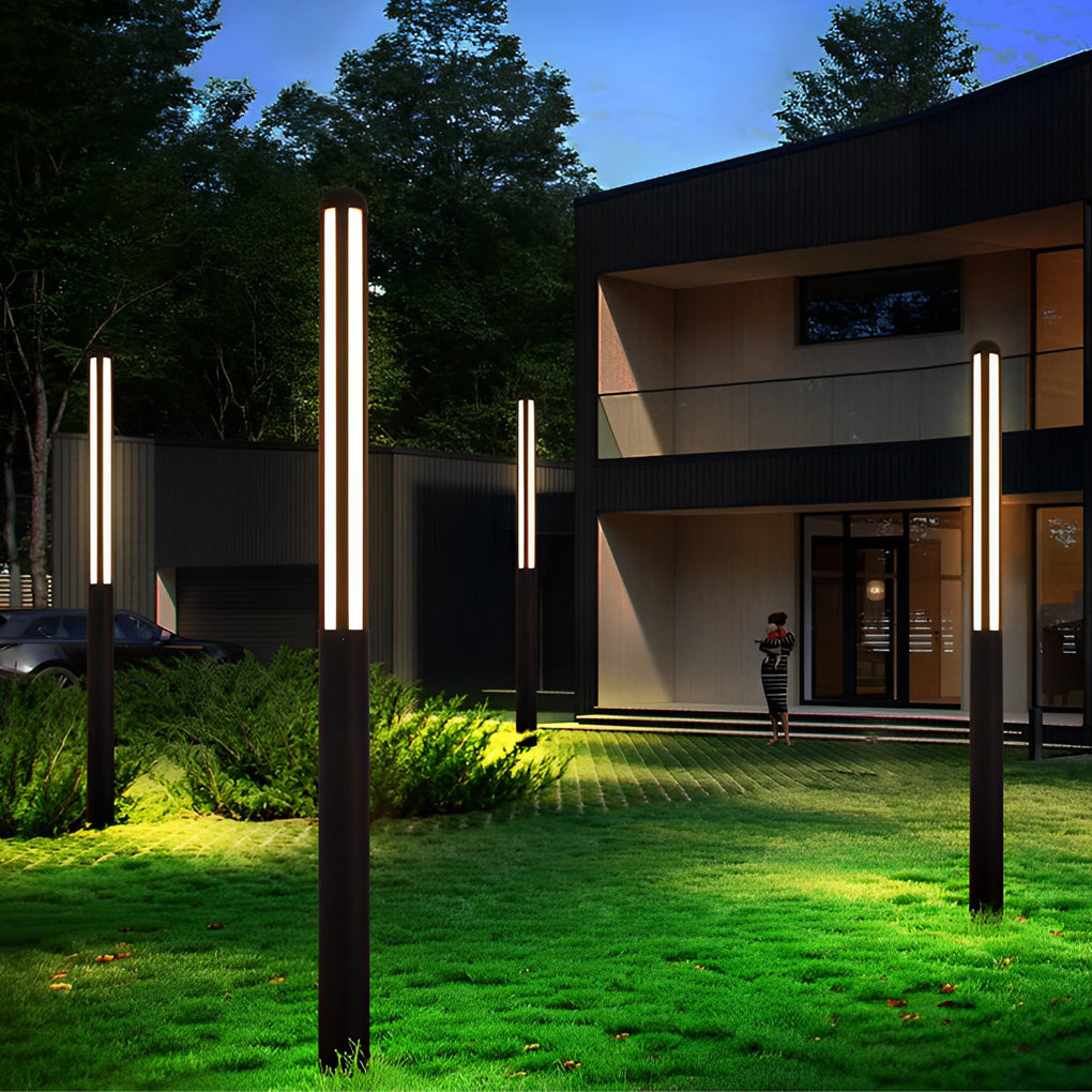 Minimalist Waterproof LED Black Modern Residential Outdoor Bollard Lights Yard Lighting