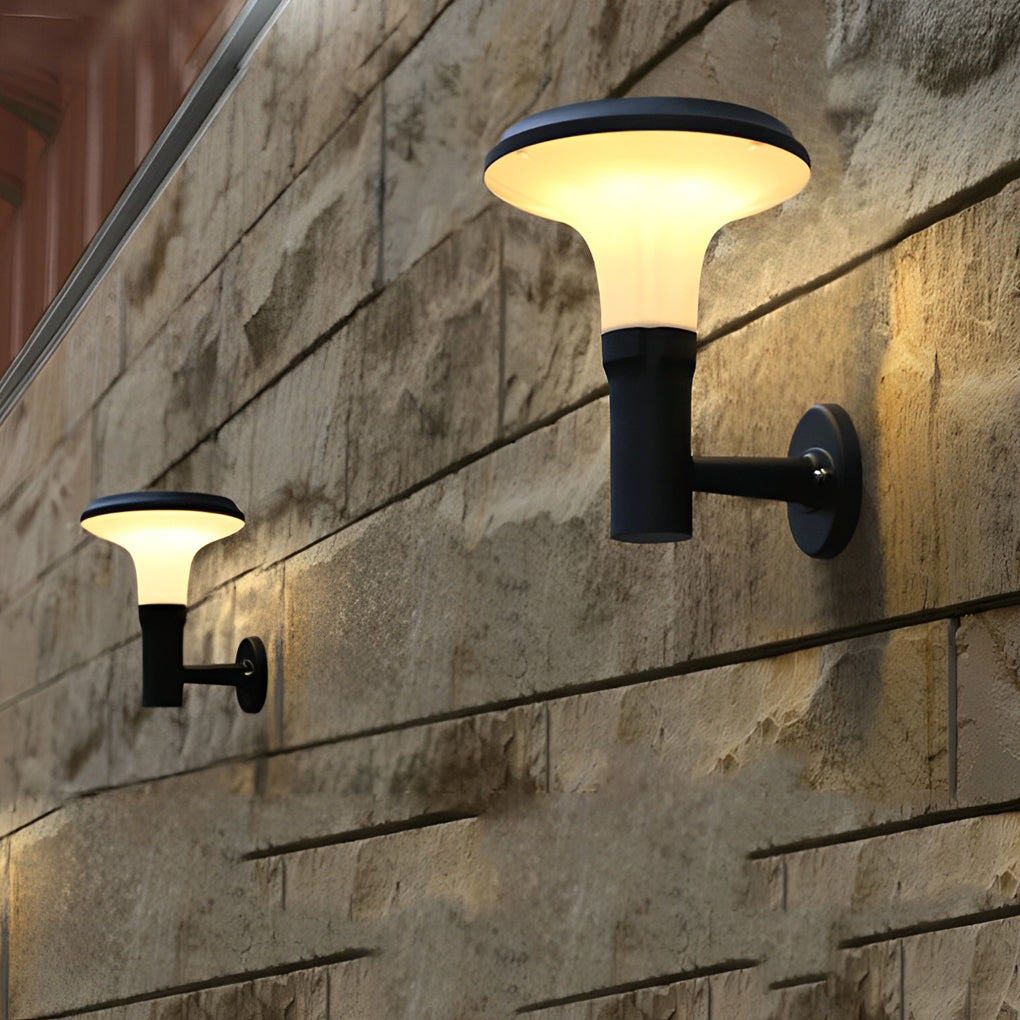 Round Flower LED Waterproof Black Modern Solar Wall Lamp Wall Sconces Lighting - Dazuma