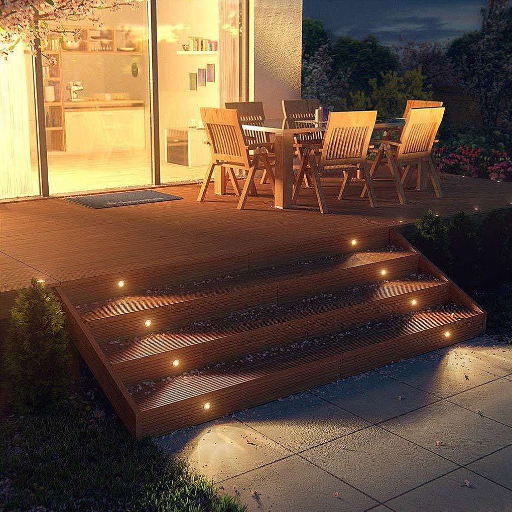 8 Pcs LED Deck Stair Lights Outdoor Step Lights Recessed Garden Lights In-ground Lights - Dazuma