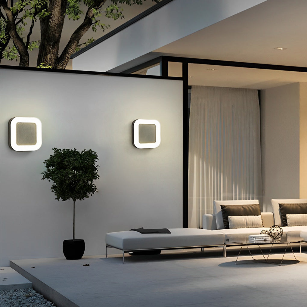 Square Round LED Waterproof Matte Black Modern Wall Lamp Sconce Lighting