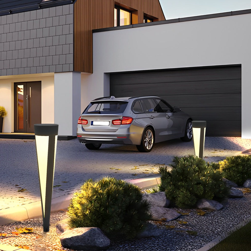 Round Gray Solar Outdoor Light Waterproof LED Lawn Lamp