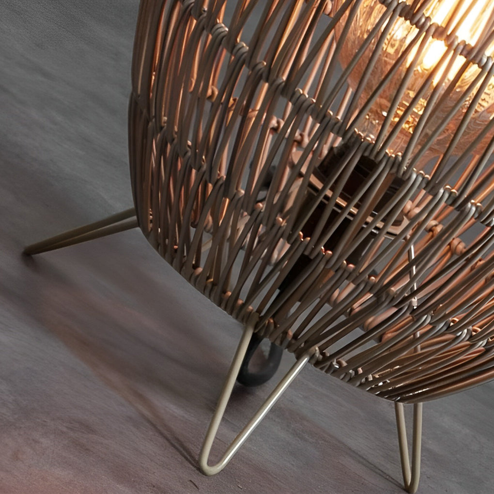 Elegant Handmade Rattan Oval Cage Outdoor Floor Lamp