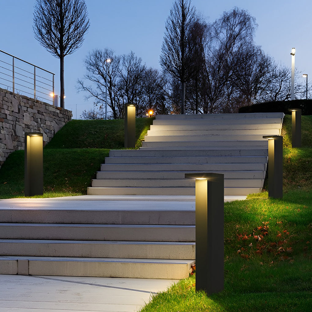 Half-Cut Rectangular Fixture Modern Outdoor Path Light in Gray, LED 4.5W, IP54 Waterproof