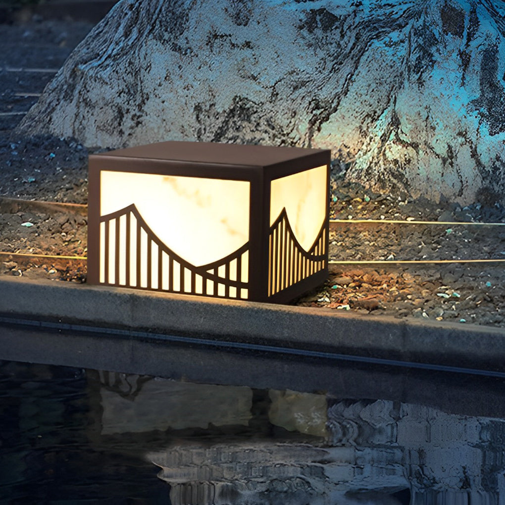 Waterproof LED Mountain Scenery Modern Solar Deck Post Lights Lawn Lights - Dazuma