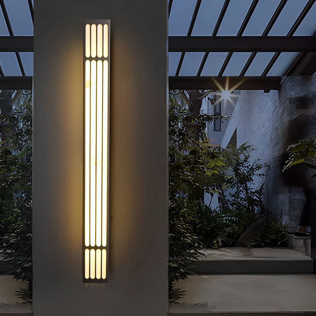 Long Strip Rectangular Waterproof LED Black Modern Outdoor Wall Lamp