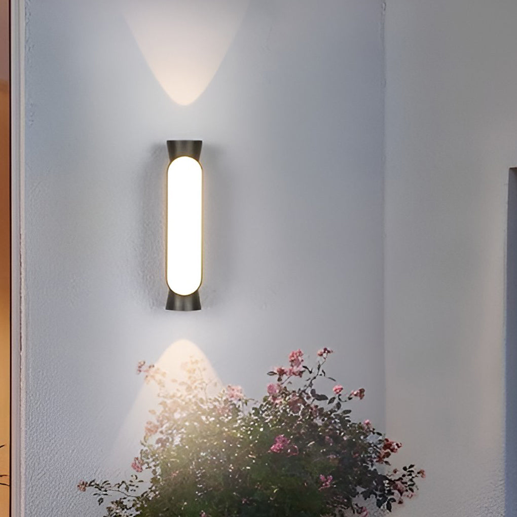 Waterproof LED Up and Down Lights Black Modern Outdoor Wall Sconce Lighting