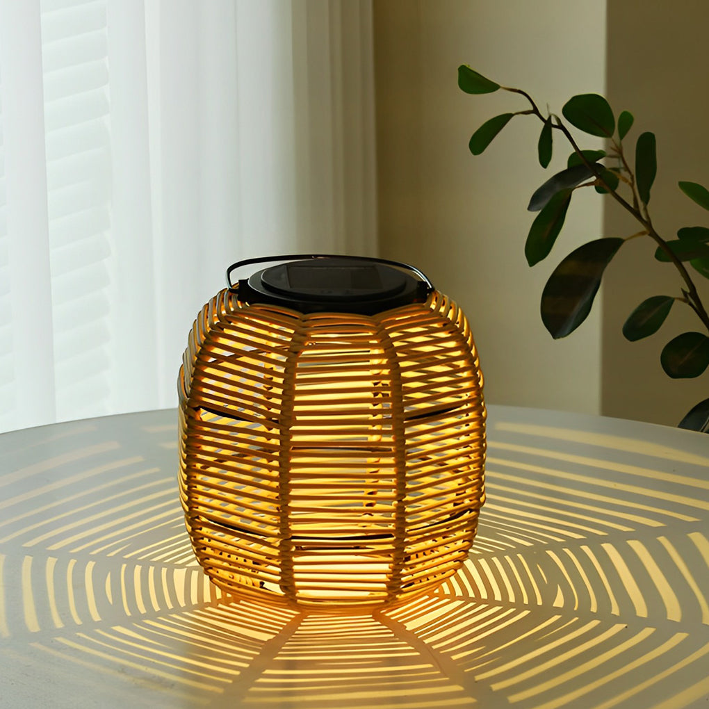 Rattan Lantern Waterproof Creative Modern Solar Garden Lights Lawn Lamp - Dazuma