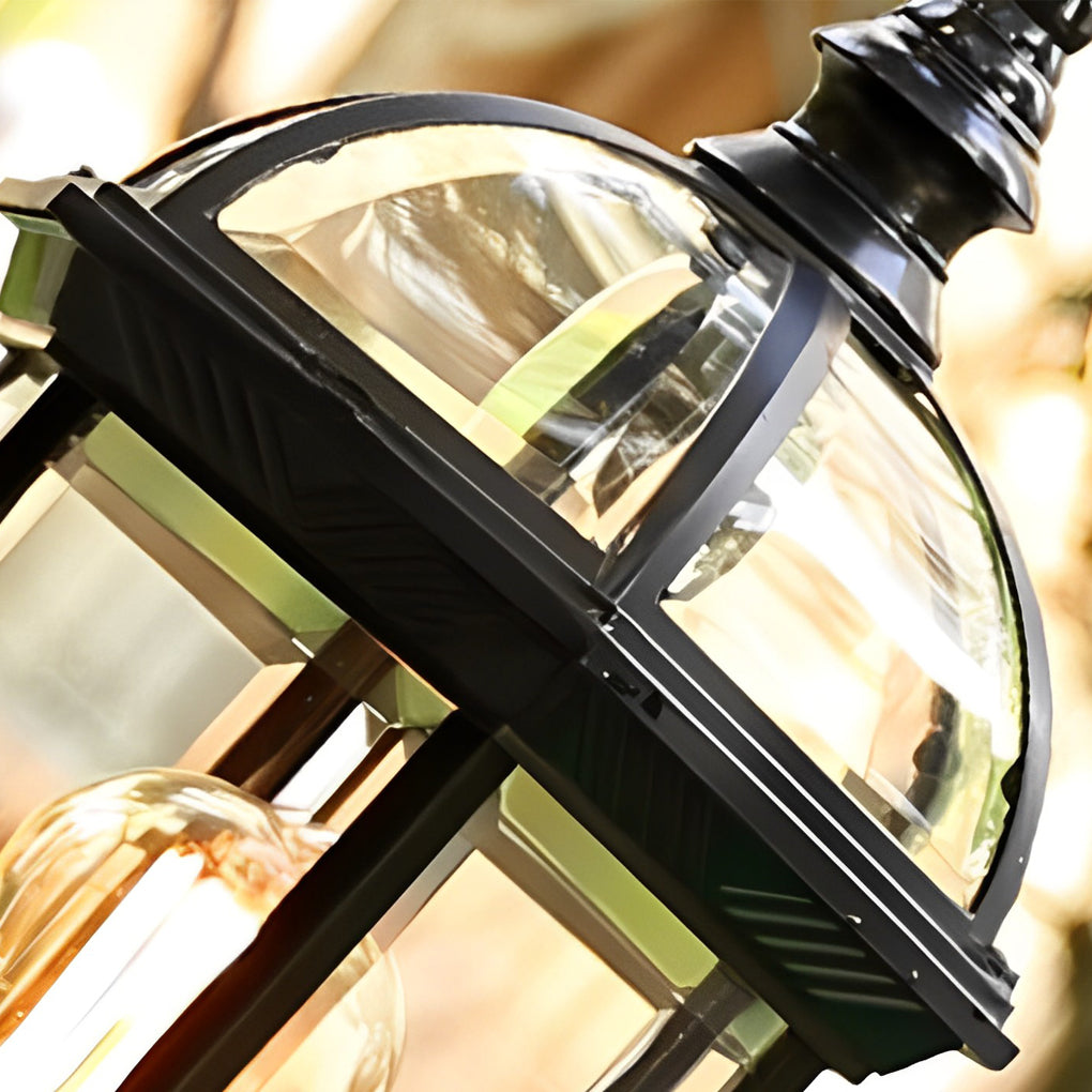 Elegant Black Retro Outdoor Post Lights Waterproof Metal and Glass Fence Lighting