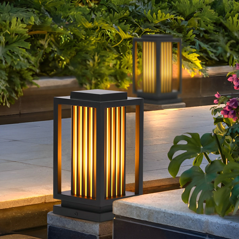 Led Cage Modern Black LED Cage Pathway Lawn Lights - Dazuma