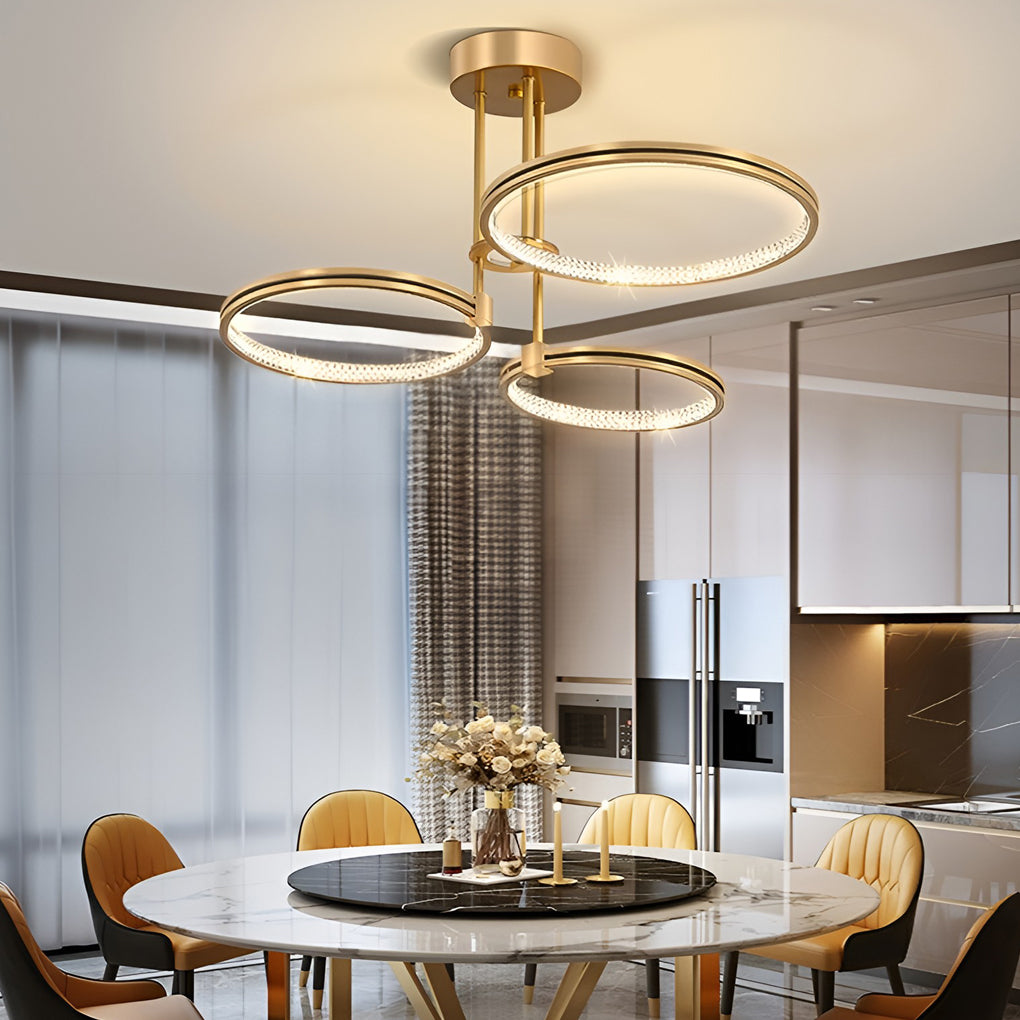 Minimalist 3 Ring Metal Nordic Ceiling Lights Chandelier Hanging Lamp - Dazuma