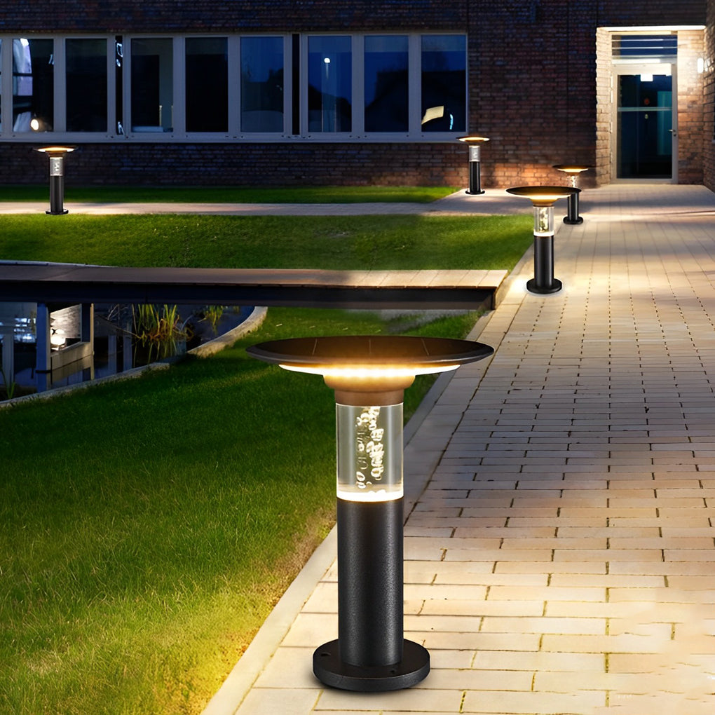 Solar Path Lights with Innovative Round Top Disk Down Lighting and Bubble Design