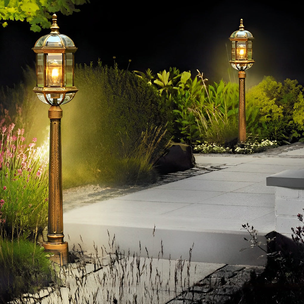 Vintage Golden LED Outdoor Pathway Light Luxury European-style Lawn Lamp