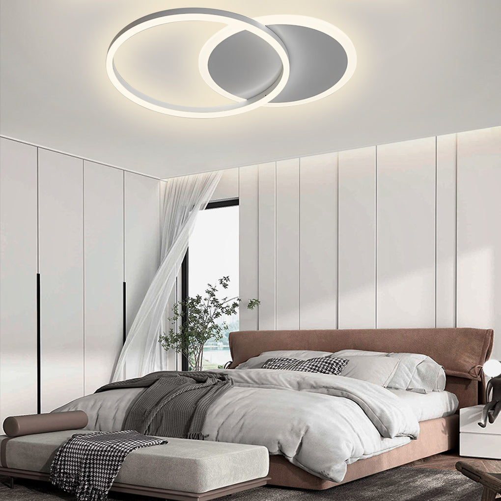 22'' Ambient LED Light Two Ringed Flush Mount Ceiling Light with Bulb