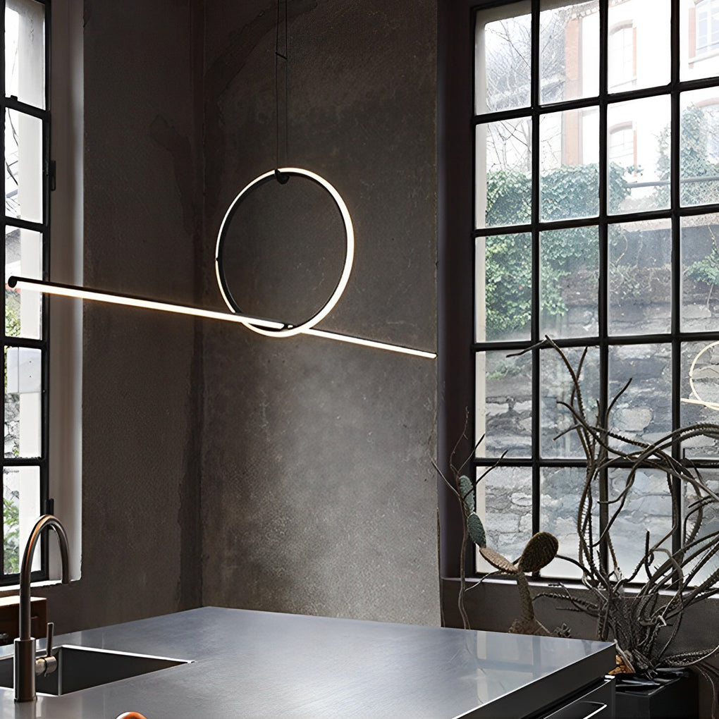 Long Linear Ring Three Step Dimming Modern Minimalist LED Chandeliers