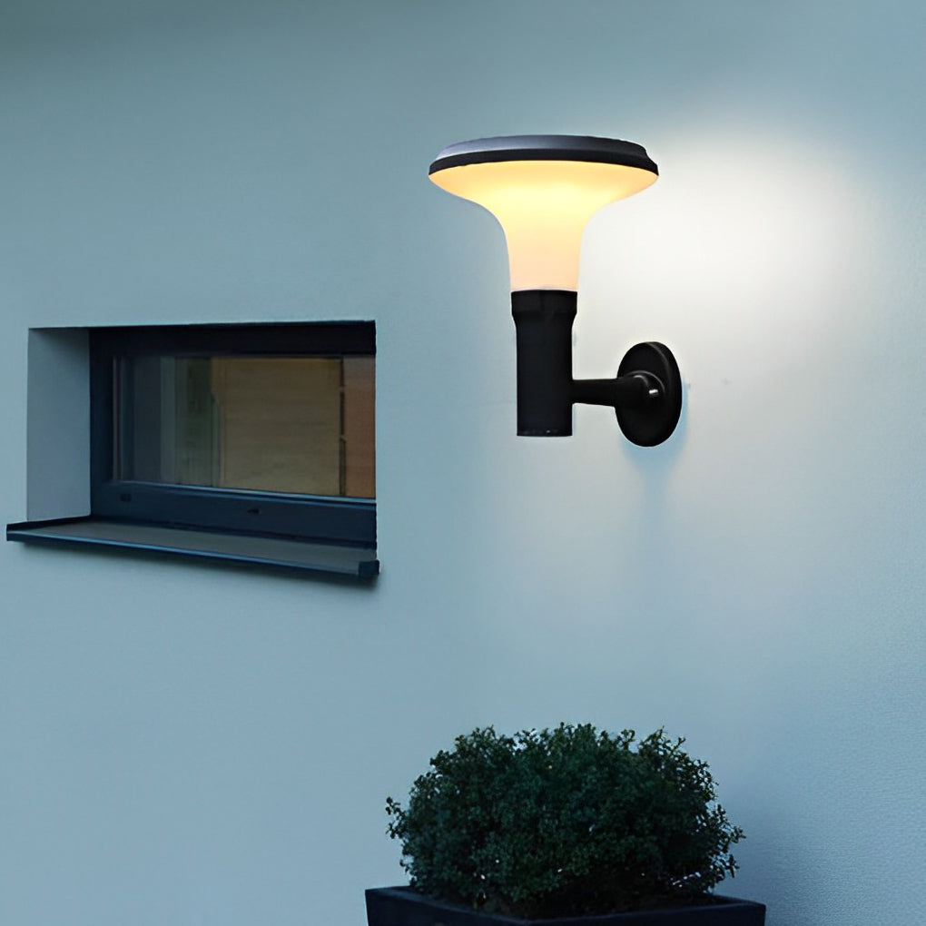 Round Flower LED Waterproof Black Modern Solar Wall Lamp Wall Sconces Lighting