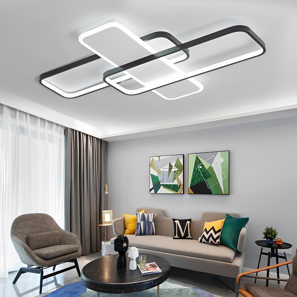 Square Overlapping Stepless Dimming LED Nordic Ceiling Lights Chandeliers