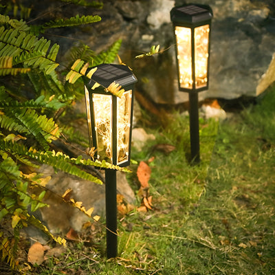 2Pcs Hexagonal LED String Lights Solar Lawn Lights With Motion Sensor