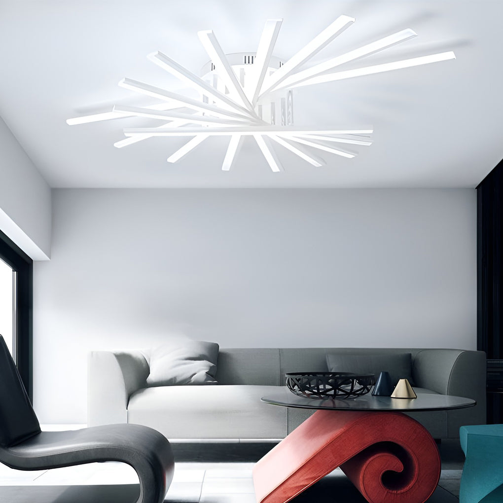 Creative Strip Stepless Dimming LED White Nordic Ceiling Lights Chandelier