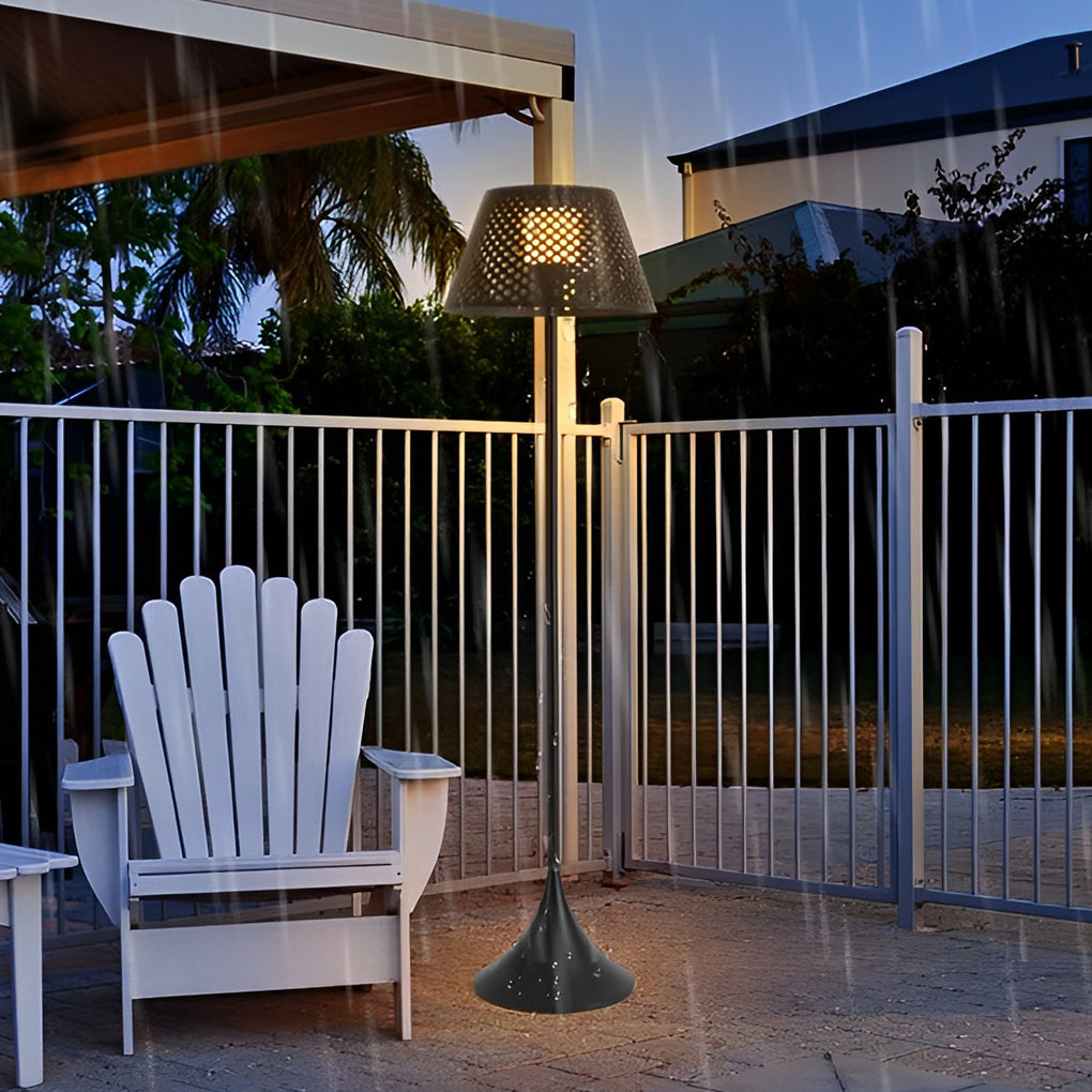 Rattan Metal Waterproof LED Solar Powered Modern Outdoor Floor Lamp